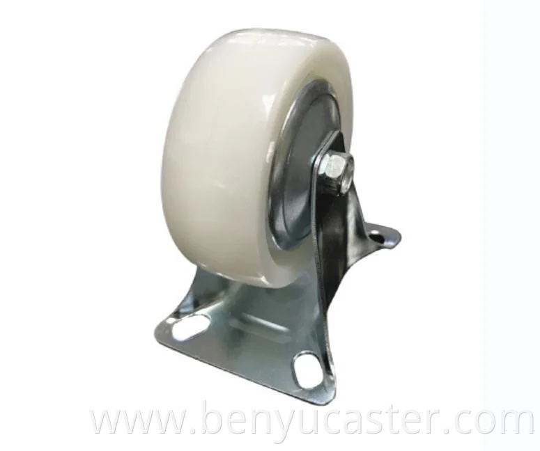 Rigid Top Plate 8inch Caster Wheel with PP PU TPR PVC Nylon TPE Np Cast-Iron in White Color